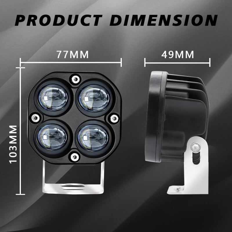 LED προβολέας τετράφυλλου σχήματος, 40W, φακός, κίτρινο/λευκό φως, για φορτηγά