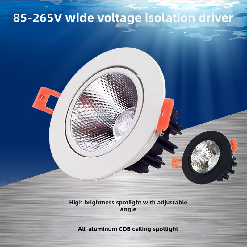 LED plafonsko svjetlo, ugrađeni downlight, crno, COB izvor svjetla, 5W–10W, za kućnu dekoraciju, dnevni boravak i trgovinu