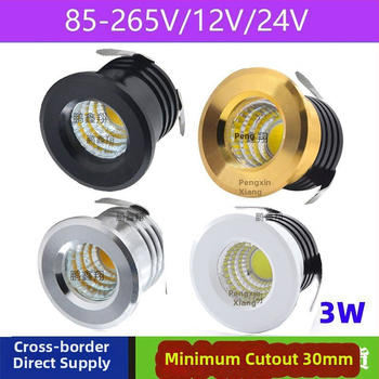 Antirefleksni COB reflektor, 3W, 30 mm otvor za montažu, ugradno LED osvjetljenje za vinsku vitrinu, napajanje 110VDC/12V/24V