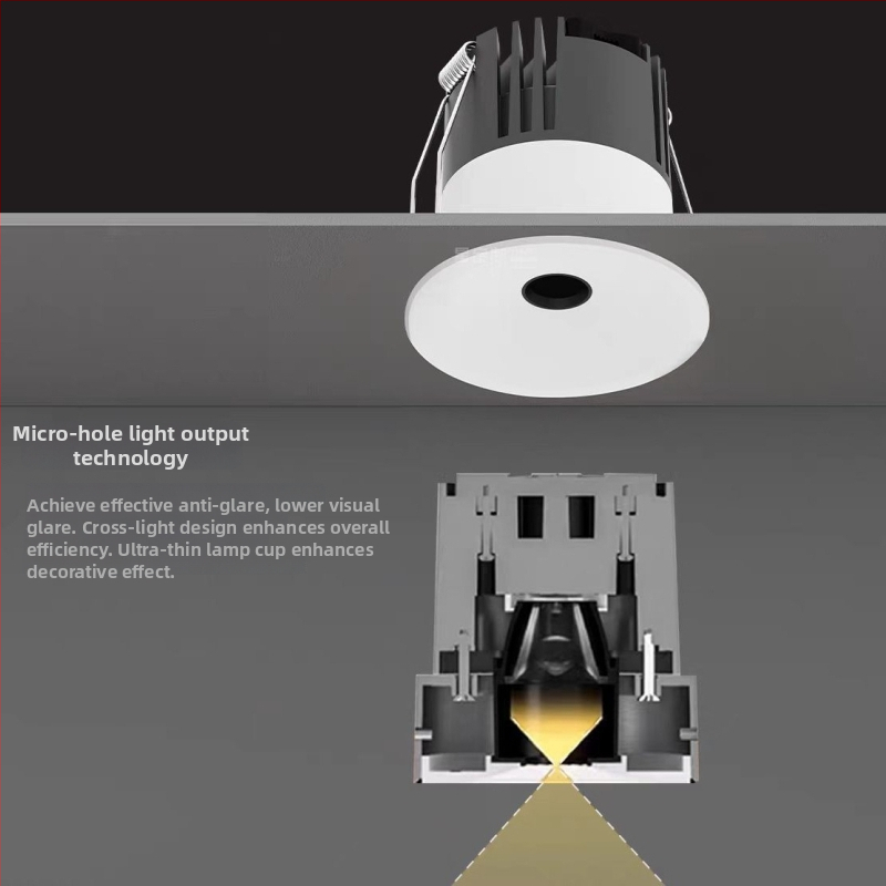 Tavan Downlight s malim otvorom i križnim uzorkom izlaza svjetla, visoka svjetlinu, anti-blještanje, uski snop za kućnu upotrebu, moderan minimalistički dizajn