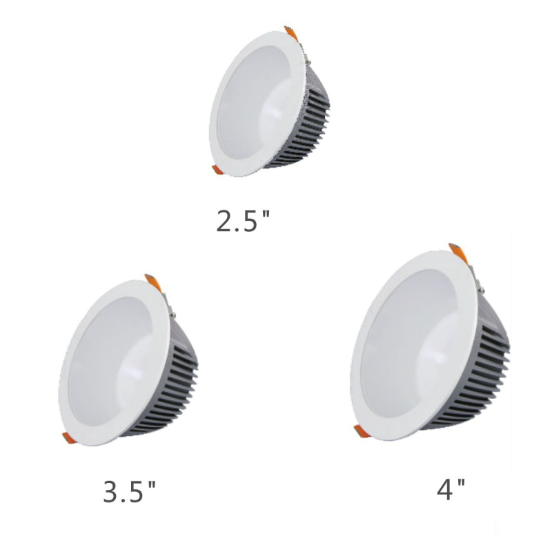 Ugrađeno visoko snaga LED downlight s aluminijskim kućištem, 21–30W, 4000K, CRI ≥90, max 36V, otvor 200 mm, ukupne dimenzije 230 mm, SMD čip