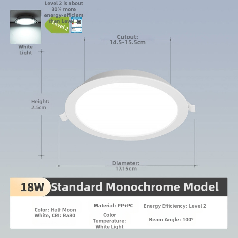 NVC LED downlight, ultra-tanki ugradbeni stropni svjetlosni uređaj, visoka snaga, 220V, 3000K topla bijela, PVC kućište, kućna i komercijalna upotreba