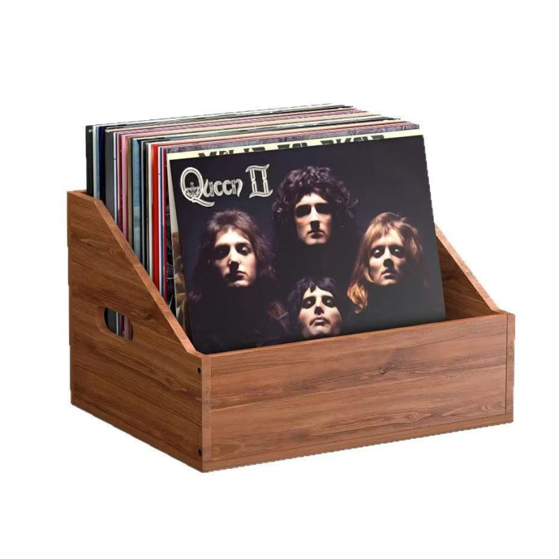 Drvena kutija za pohranu vinilnih ploča, retro stalak i spremnik za albume