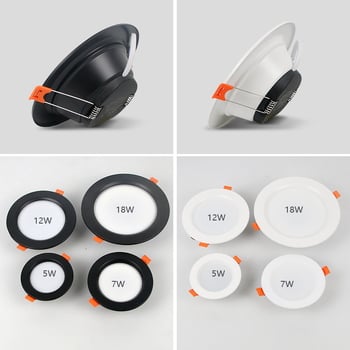Crno ugrađeno LED stropno downlight, regulacija tri boje temperature, pogodna za dnevni boravak, otvor 7,5–16 cm