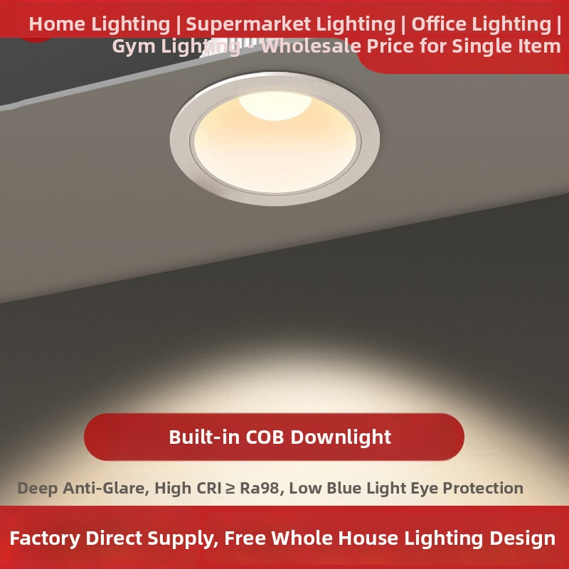 LED downlight za trgovinu, 12 otvora, CRI ≥95, bez treperenja, 25W/30W, 5000K/4500K, aluminijsko kućište
