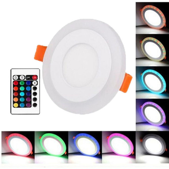 LED dvobojna panelna svjetiljka, segmentirana plosnata LED svjetiljka, plavo-bijeli akrilni downlight, površinski montiran, kružni minimalistički dizajn