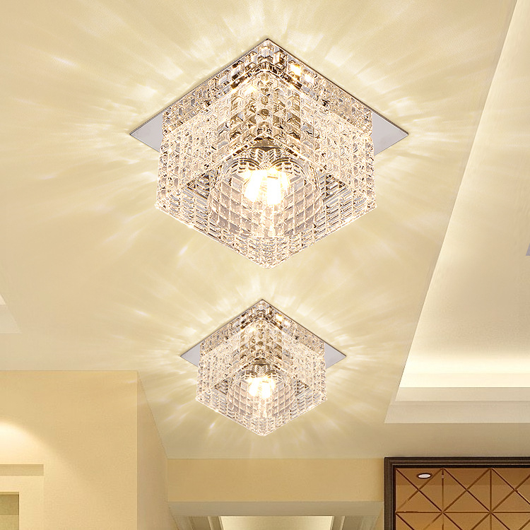 Kvadratni LED reflektor za hodnik i dnevni boravak, kristalni stropni downlight, 3W
