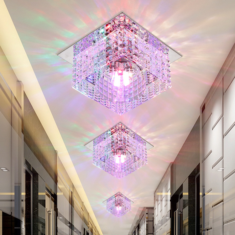 Kvadratni LED reflektor za hodnik i dnevni boravak, kristalni stropni downlight, 3W