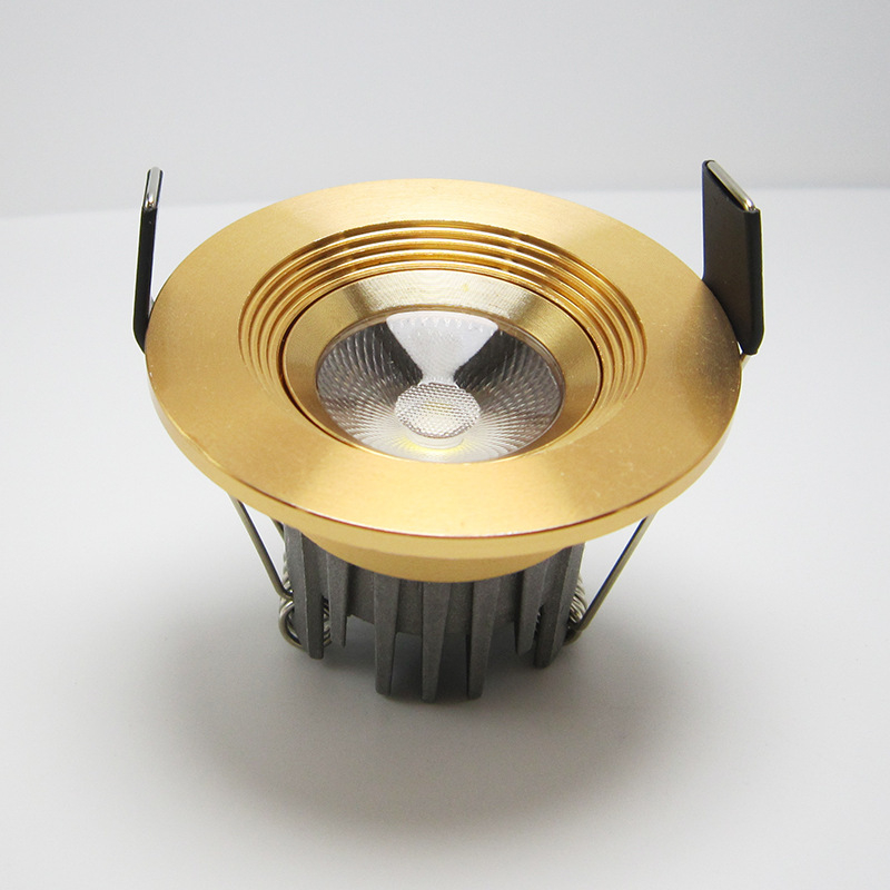 Mini LED COB ugrađeni stropni spot, zlatni, otvor 5 cm, Ø40–50 mm