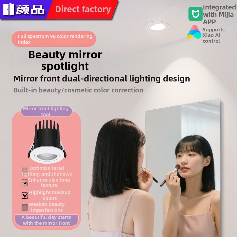 LED spot za ogledalo za šminkanje - ugrađeni duboki kućište, downlight s anti-odsjajem za kupaonicu