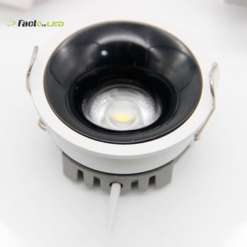 Aluminijski ultra-tanki LED downlight s dubokim kućištem, anti-glare, COB LED, 3 boje temperature, ugrađena montaža za hodnik