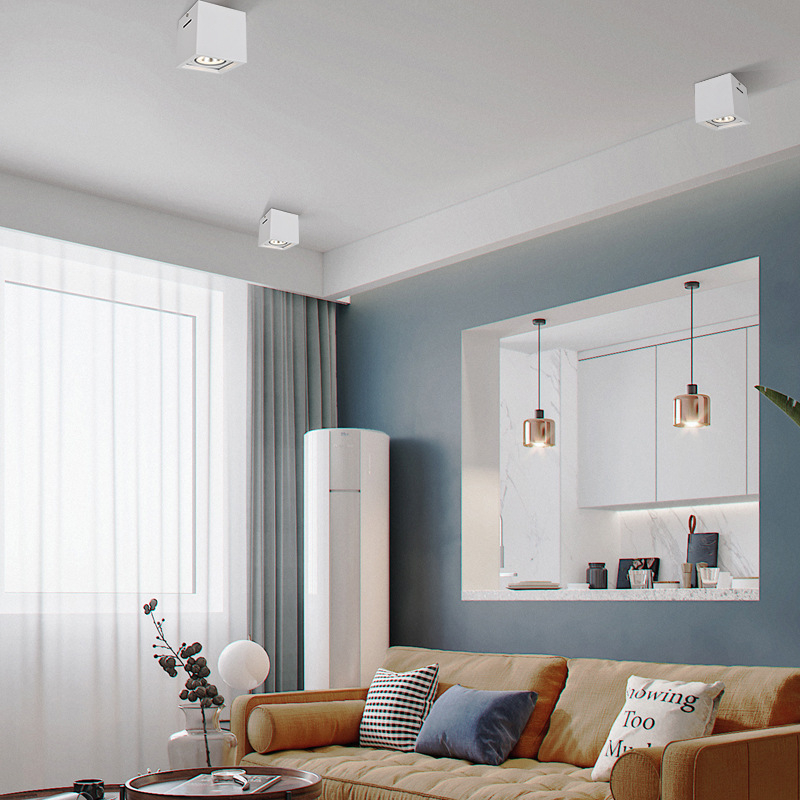 LED površinski montirani spot svjetiljka, kvadratna, s jednom ili dvjema glavama, stropno downlight za dnevni boravak, s podesivim kutem, COB izvor svjetla.