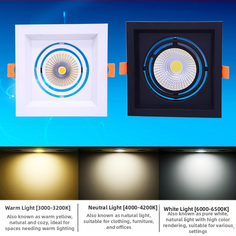 Kvadratni LED downlight sa crnom rešetkom