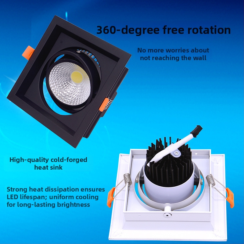 Kvadratni LED downlight sa crnom rešetkom