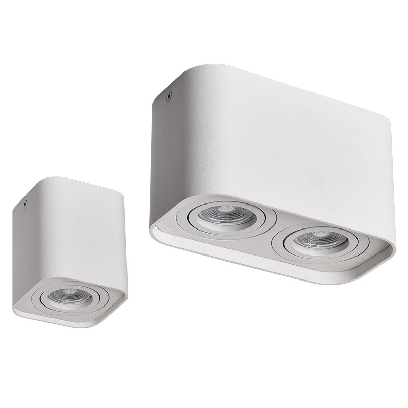 LED stropni spot COB, anti-glare, kvadratni, s dvije glave, površinski montiran za dnevni boravak