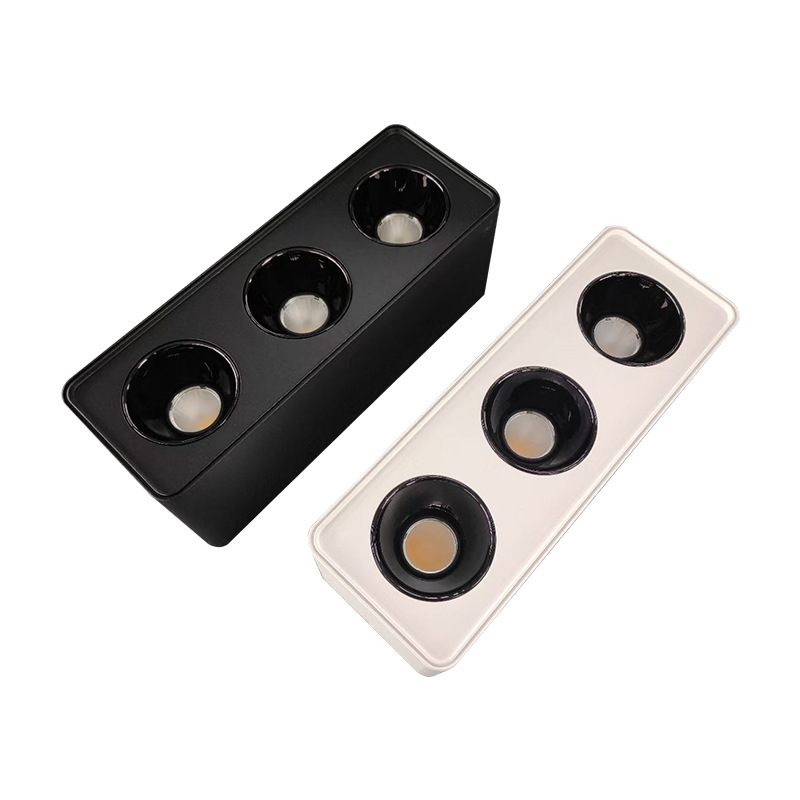 Površinski montirani ultra-tanki kvadratni COB LED downlight za dnevni boravak i spavaću sobu, anti-blještanje, konfiguracija 3 ili 4 glave