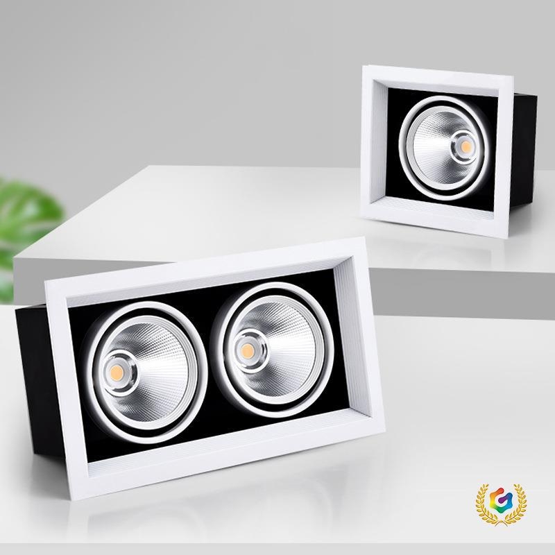 COB LED kvadratni ugrađeni stropni reflektor s mrežastim prednjim dijelom – komercijalno osvjetljenje, jedne ili više glavama