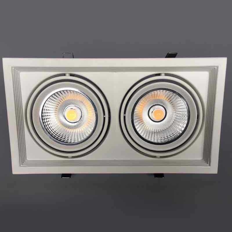 Kvadratni COB dvostruko usmjeren plafonski reflektor, downlight 10×20, ugrađena LED, regulacija jačine svjetla