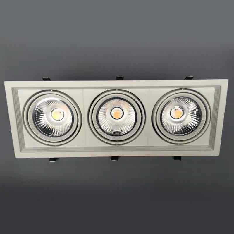 Kvadratni COB dvostruko usmjeren plafonski reflektor, downlight 10×20, ugrađena LED, regulacija jačine svjetla