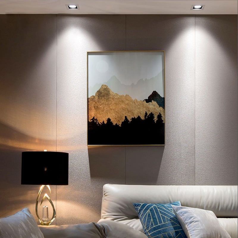 LED četiri-glavni kvadratni ugrađeni stropni reflektor, crna COB lampa