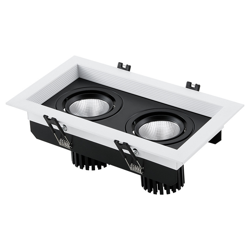 LED četiri-glavni kvadratni ugrađeni stropni reflektor, crna COB lampa