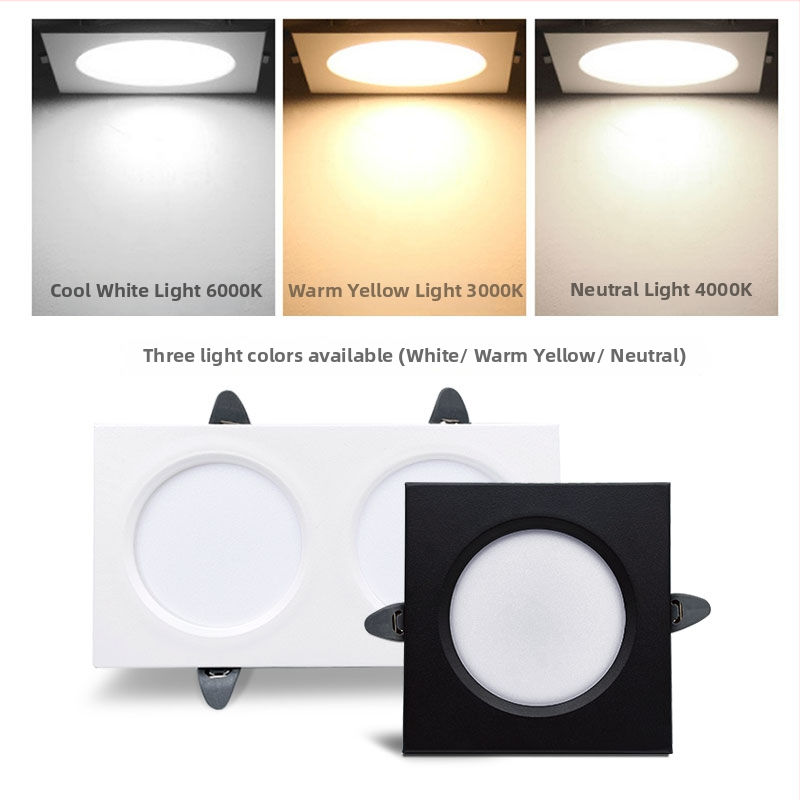 LED ugrađeni kvadratni downlight za strop s mrežom 5x5, dvostruki usmjereni spot, duga cijev