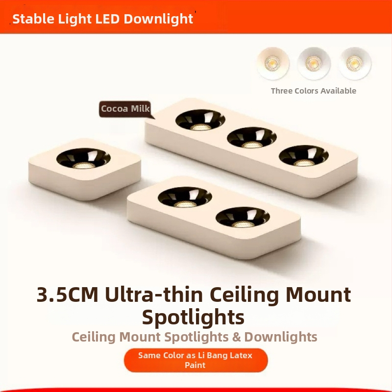 Inteligentno površinsko montirano downlight s četiri glave, ultra-tanke cijevne svjetiljke, Vintage Cream Cocoa Egg Milk Spring Rain stil, završni latex premaz