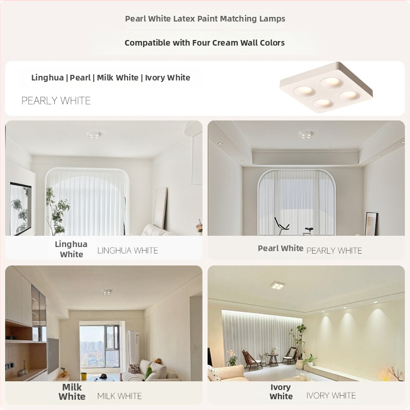 Inteligentno površinsko montirano downlight s četiri glave, ultra-tanke cijevne svjetiljke, Vintage Cream Cocoa Egg Milk Spring Rain stil, završni latex premaz