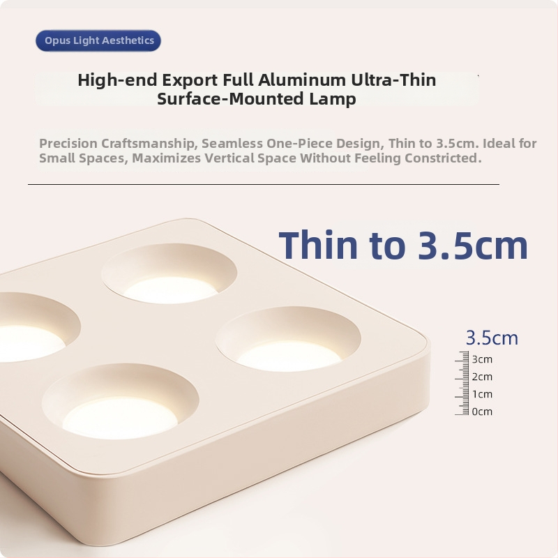 Inteligentno površinsko montirano downlight s četiri glave, ultra-tanke cijevne svjetiljke, Vintage Cream Cocoa Egg Milk Spring Rain stil, završni latex premaz