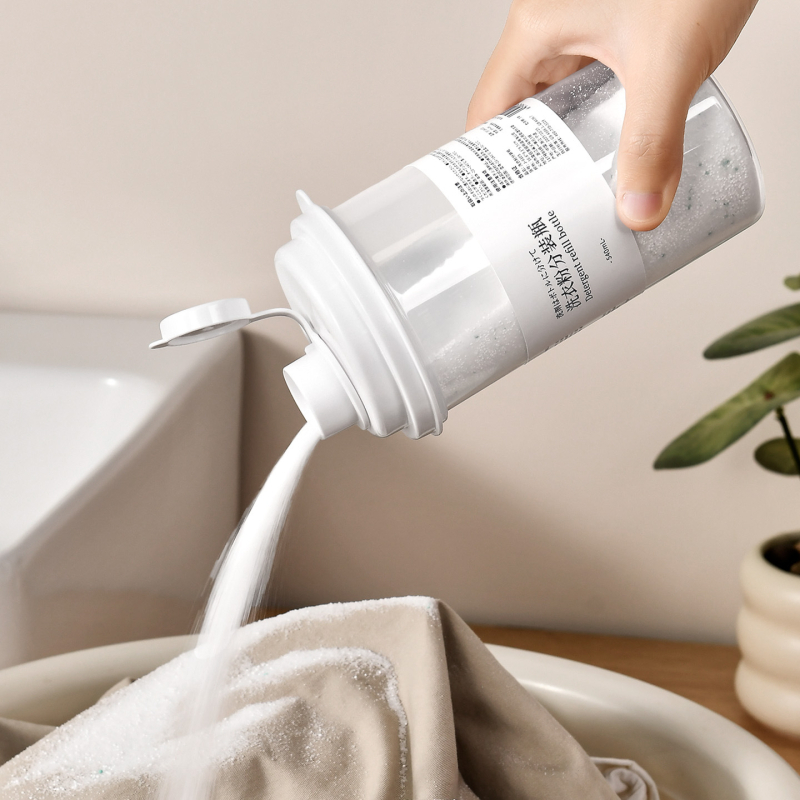 Prozirna plastična posuda za prašak za pranje, kompaktna putna kutija s poklopcem, 500 ml
