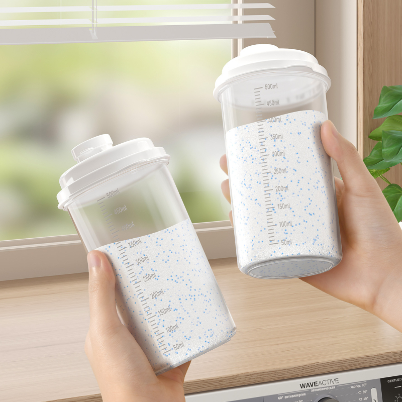 Prozirna plastična posuda za prašak za pranje, kompaktna putna kutija s poklopcem, 500 ml