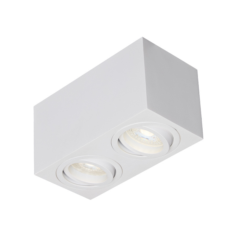 Izuzetno tan kvadratni LED downlight za površinsku montažu, anti-glare, s jednom ili dvostrukim glavom, za dnevni boravak i spavaću sobu.