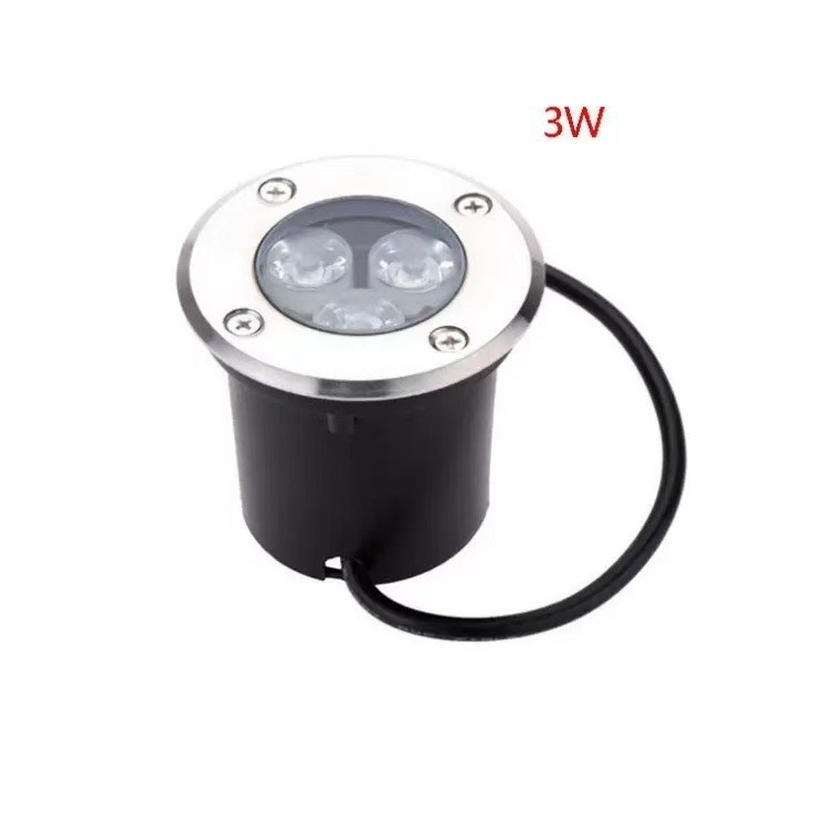 LED podzemna vanjska svjetiljka, od nehrđajućeg čelika, okrugla, 1W-3W, IP67, 24V, topla bijela 3000K