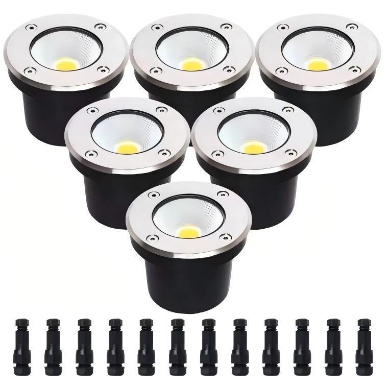 LED podzemna vanjska svjetiljka, od nehrđajućeg čelika, okrugla, 1W-3W, IP67, 24V, topla bijela 3000K
