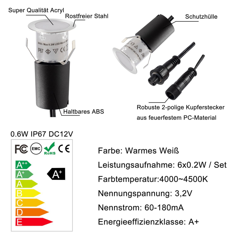 Solarnu LED rasvjetu za krajolik — terasu i vrt, IP65 vanjske podzemne LED lampe
