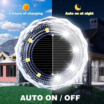 Solarsko podzemno LED svjetlo za vanjsku upotrebu, vodootporno dvorišno osvjetljenje, LED podzemno osvjetljenje s kristalno-dijamantnim dizajnom