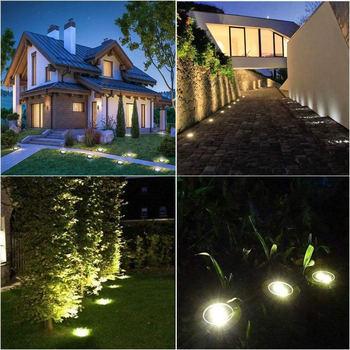 Solarna podzemna LED svjetiljka, 8 LED, nehrđajući čelik, vanjsko osvjetljenje travnjaka i dvorišta, ugradnja u tlo, dekorativno vrlo svijetlo