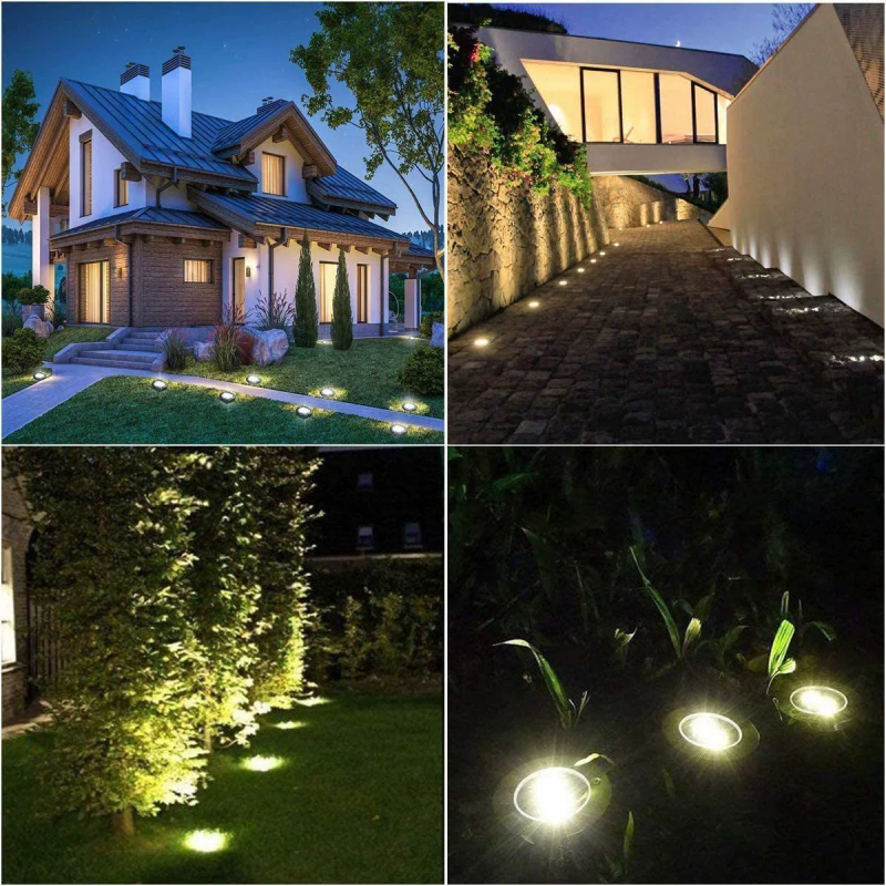 Solarna podzemna LED svjetiljka, 8 LED, nehrđajući čelik, vanjsko osvjetljenje travnjaka i dvorišta, ugradnja u tlo, dekorativno vrlo svijetlo