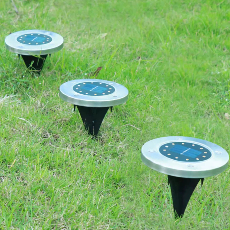 Solarna podzemna LED svjetiljka, 8 LED, nehrđajući čelik, vanjsko osvjetljenje travnjaka i dvorišta, ugradnja u tlo, dekorativno vrlo svijetlo