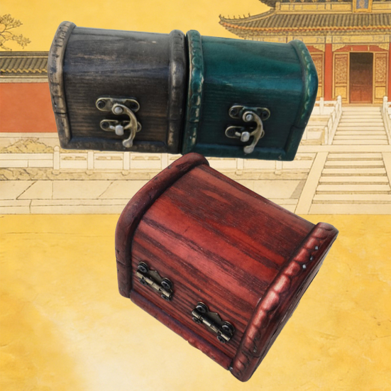Retro drvena kutija za nakit, kompaktna kutija za pohranu nakita, elegantan mini organizator nakita