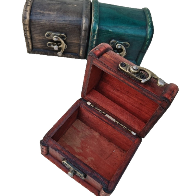 Retro drvena kutija za nakit, kompaktna kutija za pohranu nakita, elegantan mini organizator nakita