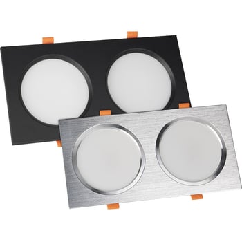 Dvojno COB LED reflektor, ugrađeni kvadratni stropni downlight s rešetkom, 10W/24W za komercijalne prostore