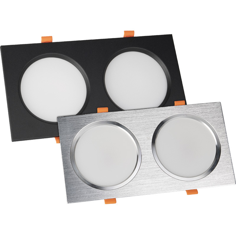 Dvojno COB LED reflektor, ugrađeni kvadratni stropni downlight s rešetkom, 10W/24W za komercijalne prostore
