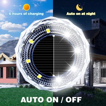 Vanjska solarna svjetiljka za ugradnju u tlo, s kristalno-dijamantnom teksturom, za dvorište, vrt i travu
