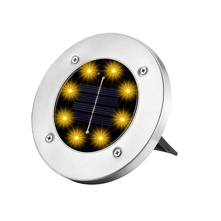 Vanjsko LED solarno svjetlo s 8 LED, nehrđajući čelik, podzemno svjetlo za travnjak i dvorište, dekorativno ambijentalno osvjetljenje s bijelim, toplim i šarenim svjetlom