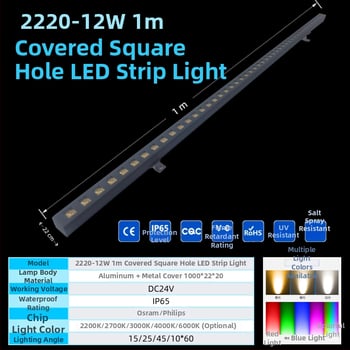 12W exteriálne lineárne LED svetlo pre kontúru fasády, plnofarebné, externé ovládanie, prispôsobiteľné