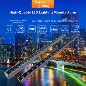 12W exteriálne lineárne LED svetlo pre kontúru fasády, plnofarebné, externé ovládanie, prispôsobiteľné