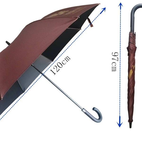 Umbrelă de golf, 27 inch, fibră completă, mâner curbat, imprimare logo