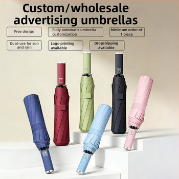 Umbrelă pentru soare și ploaie cu acoperire UV neagră, complet automată, pliabilă în trei, logo personalizat, unisex