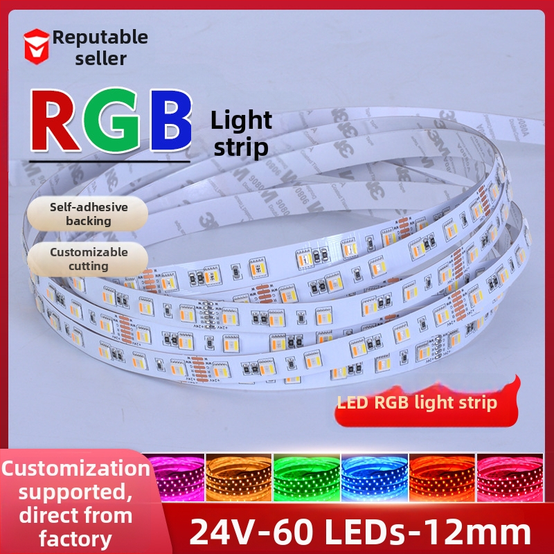 RGBW LED traka s samoljepljivim ljepilom, 24V, 60×5050 LED, visoka svjetlina, 4-u-1, zvučni senzor, ambijentalno osvjetljenje